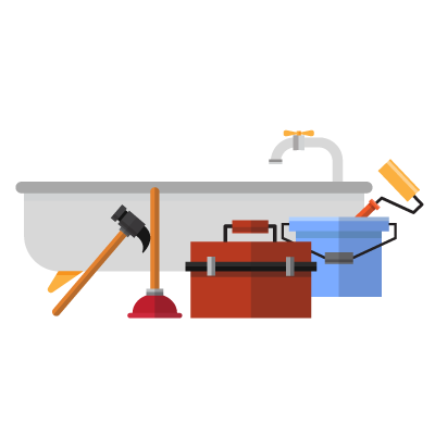 tub with tools