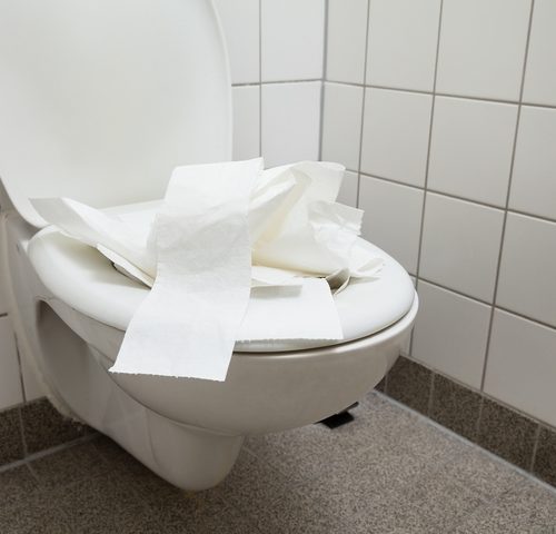 How to Unblock a Toilet Clogged with Paper