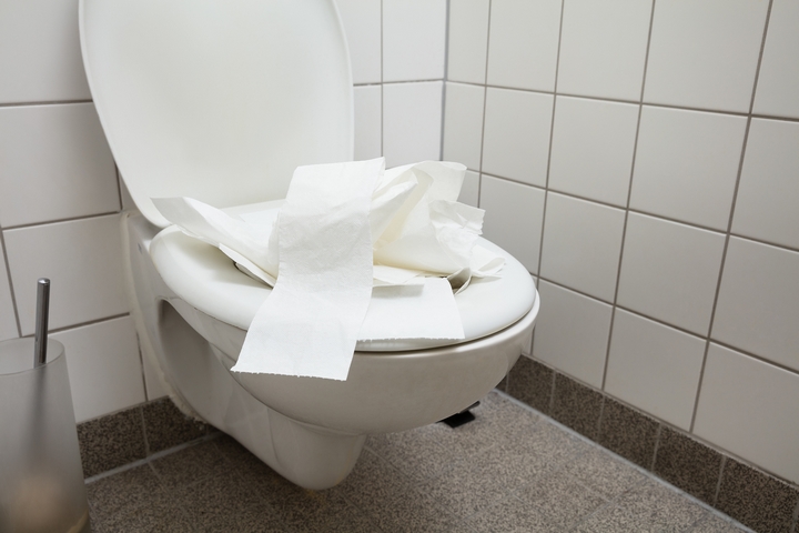 How to Unblock a Toilet Clogged with Paper